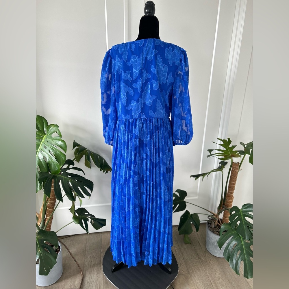 ASOS Maxi Blue 3/5 sleeve Pleated Dress size US 12 - Picture 4 of 9